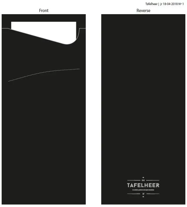 Duni Sacchetto® bestekpochettes zwart met wit servet 500 stuks 