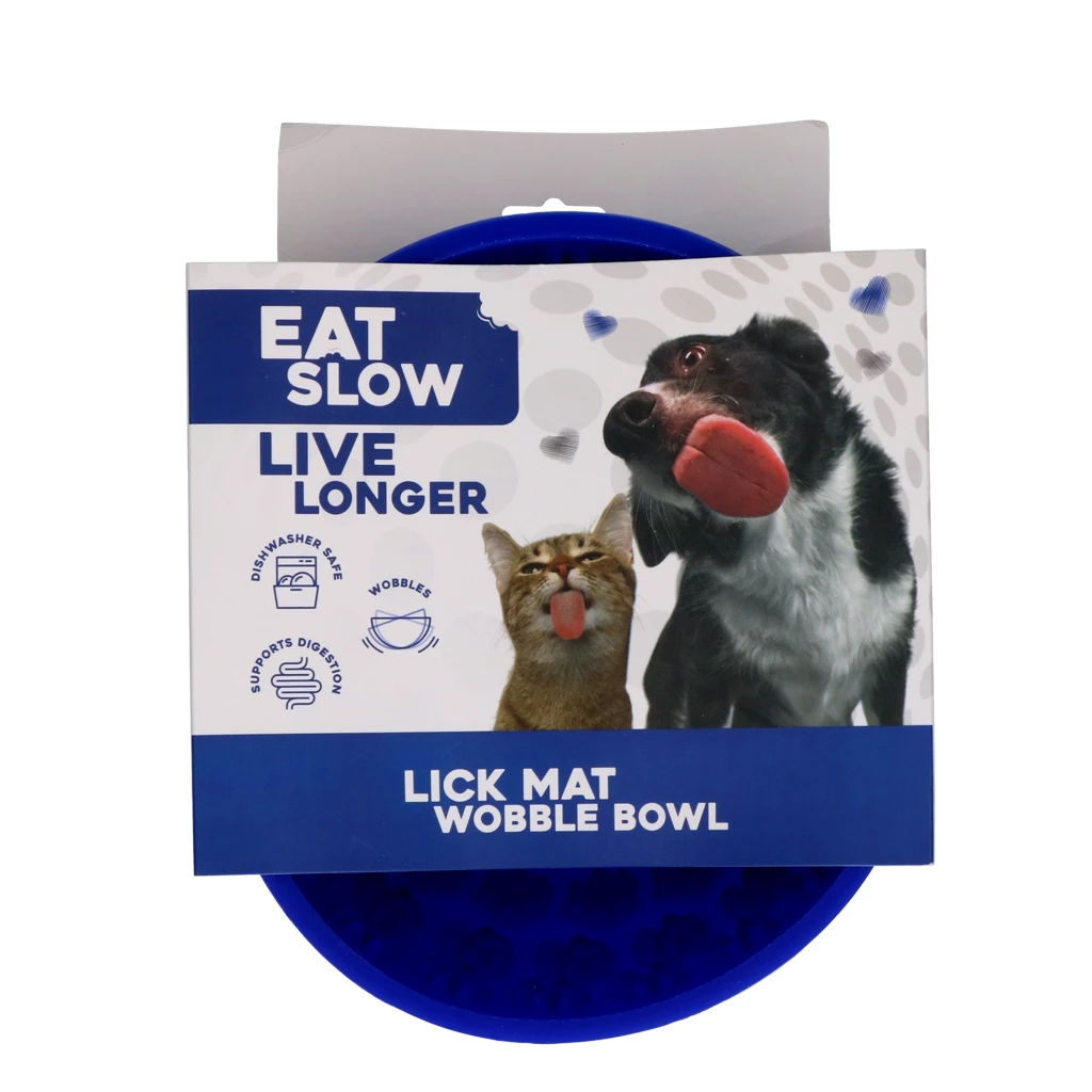 Eat Slow Live Longer Lick Mat Wobble Bowl Blue