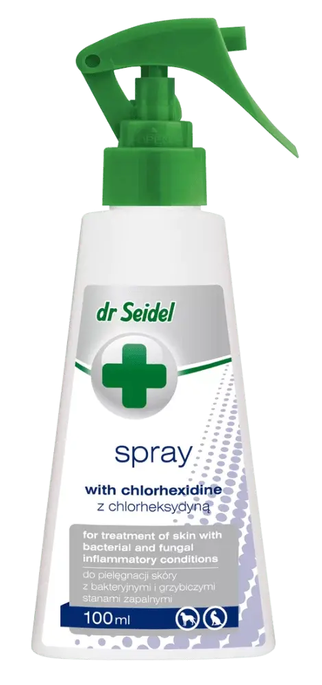 Spray with chlorhexidine for treatment of skin with inflammatory conditions