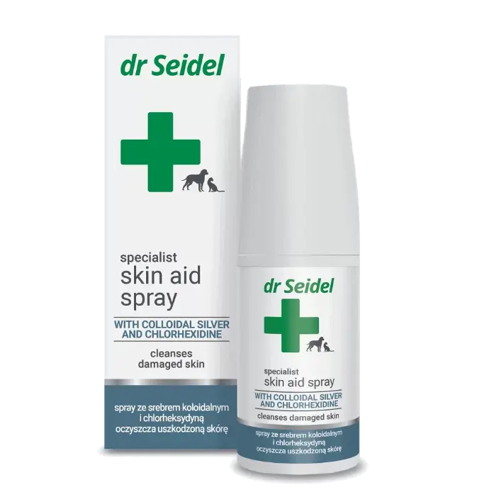 Skin Aid Spray cleanses damaged skin