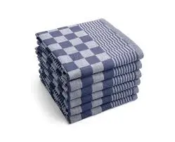 Duplex theedoek 65x65 fine chess blauw 6 stuks
