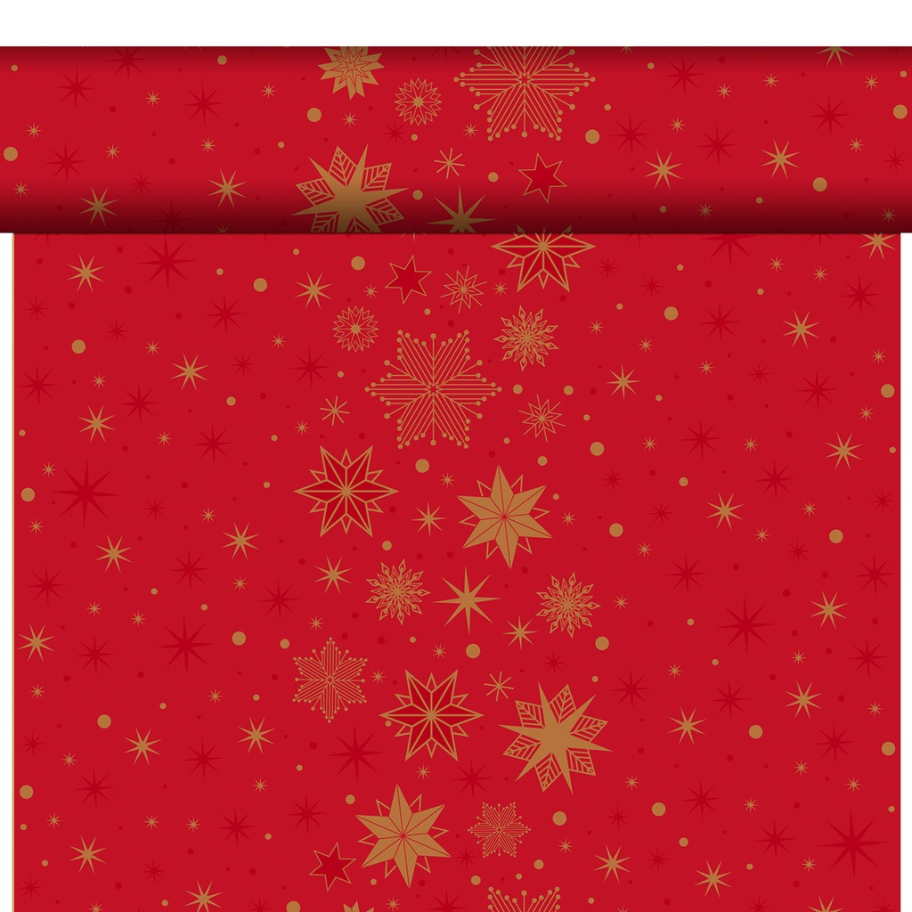 Duni - Tafelloper tête-à-tête Bio Dunicel Stargazing Red (0,4 x 24 m, 4 rollen)