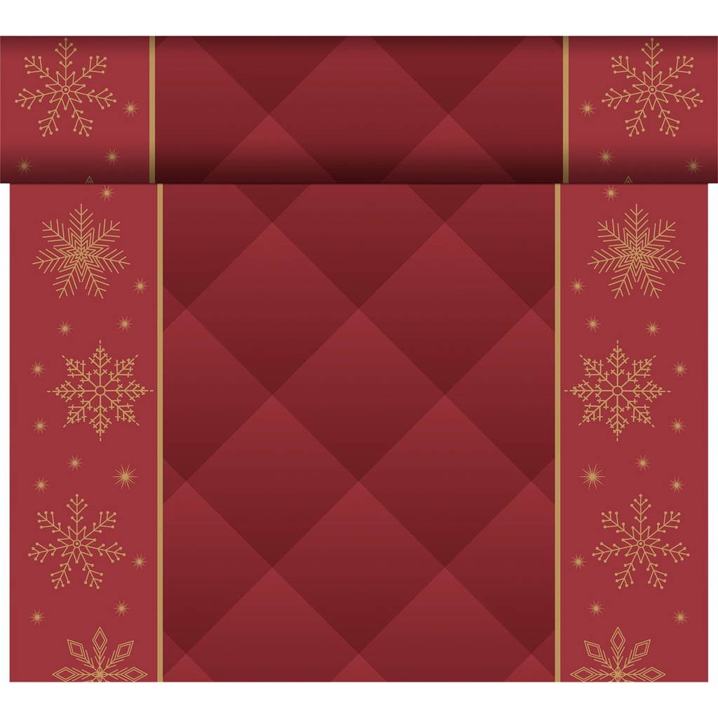 Duni - Tafelloper tête-à-tête Bio Dunicel Rhombus Bordeaux (0,4 x 24 m, 4 rollen)