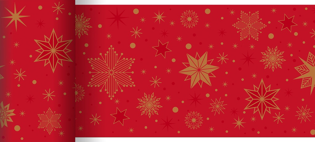 Duni - Tafelloper Bio Dunicel Stargazing Red (0,15 x 20 m, 6 rollen)