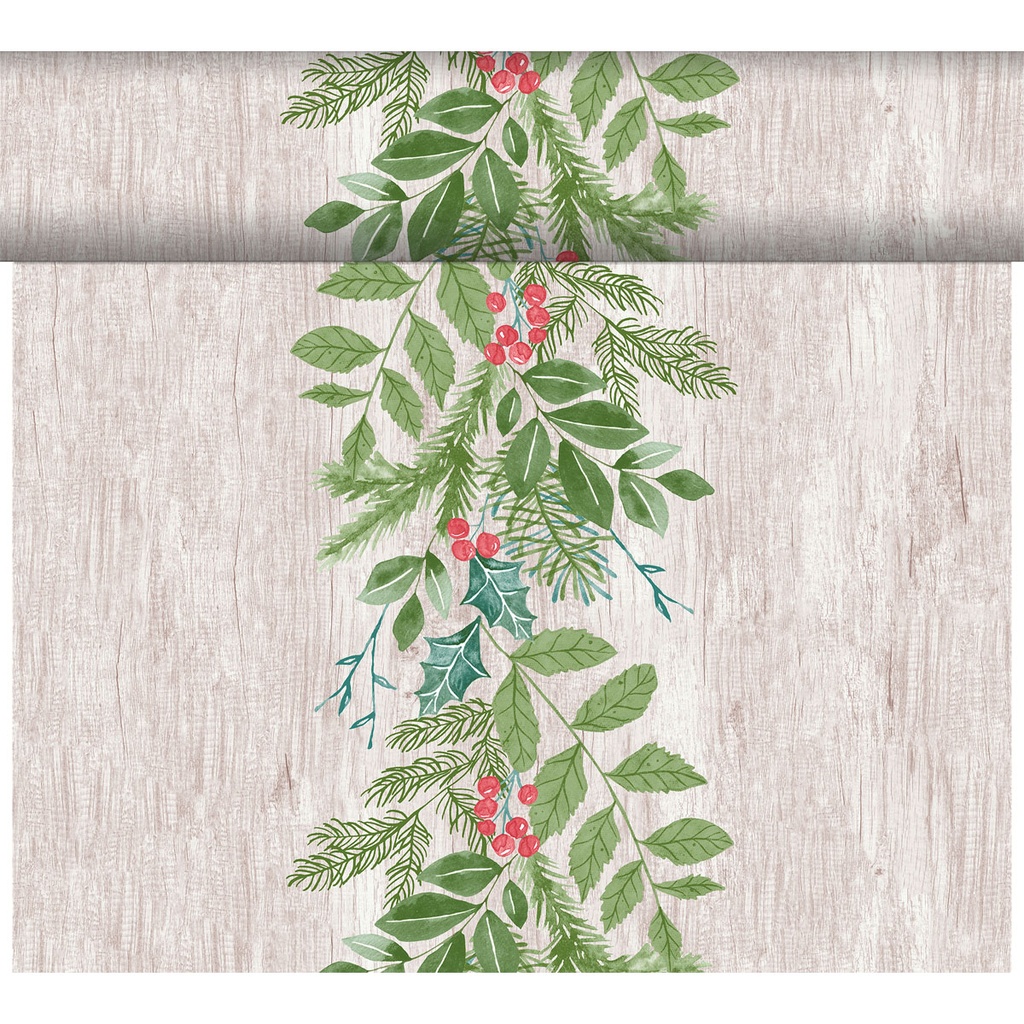 Duni - Tafelloper tête-à-tête Dunicel Winter Greenery (0,4 x 24 m, 4 rollen)