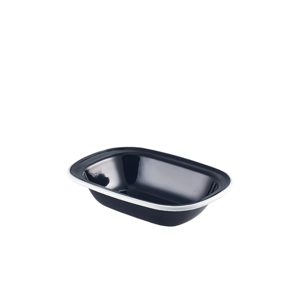 Enamel Pie Dish Black with White Rim 18cm (doos 12 stuks)
