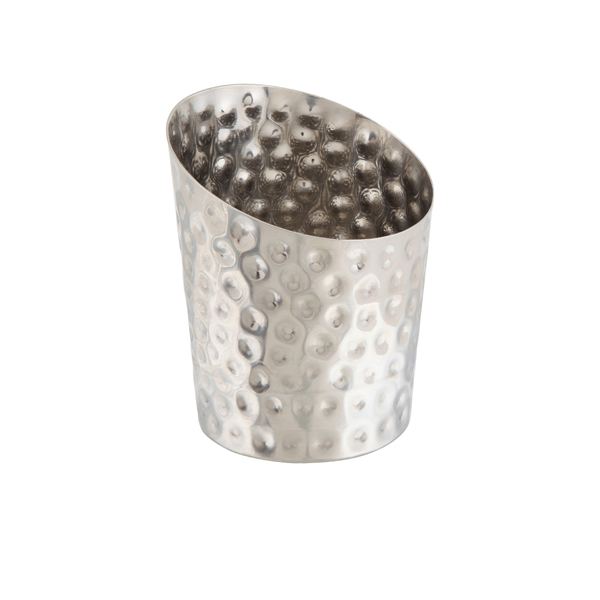 Hammered Stainless Steel Angled Cone 9.5 x 11.6cm (Dia x H) (doos 12 stuks)