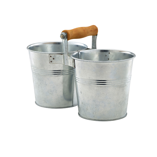 Galvanised Steel Combi Serving Buckets 12cm Dia (doos 12 stuks)