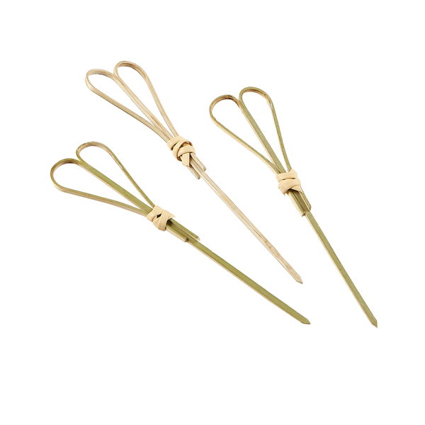 Bamboo Heart Shape Looped Wooden Skewers 12cm (100pcs)