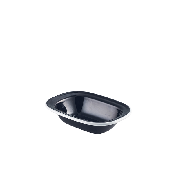Enamel Pie Dish Black with White Rim 16cm (doos 12 stuks)