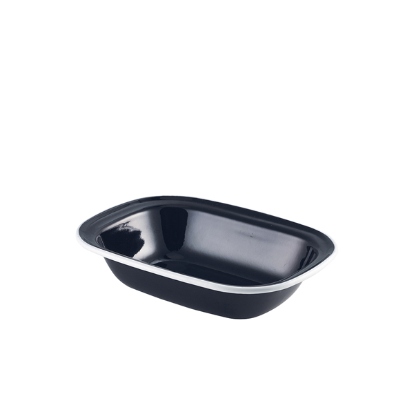 Enamel Pie Dish Black with White Rim 20cm (doos 12 stuks)