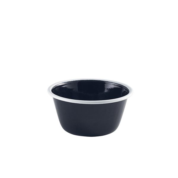 Enamel Deep Pie Dish Black with White Rim 12cm (doos 12 stuks)