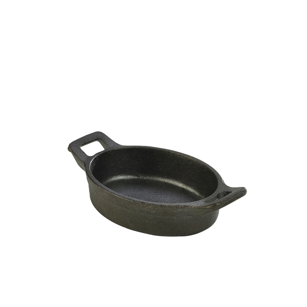 Mini Cast Iron Oval Eared Dish 12 x 9 x 3cm (doos 6 stuks)