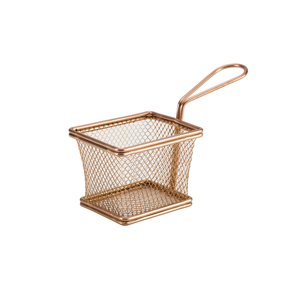 Copper Serving Fry Basket Rectangular 10 x 8 x 7.5cm (doos 6 stuks)