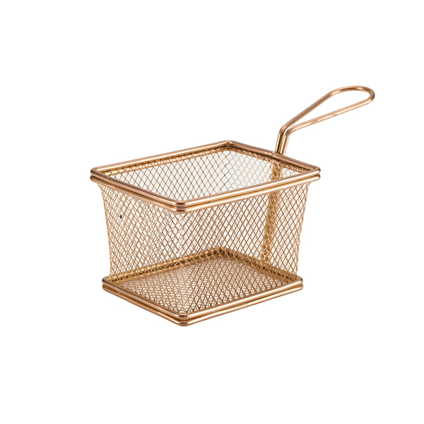 Copper Serving Fry Basket Rectangular 12.5 x 10 x 8.5cm (doos 6 stuks)