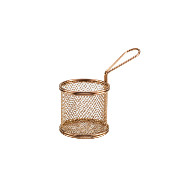 Copper Serving Fry Basket Round 9.3 x 9cm (doos 6 stuks)