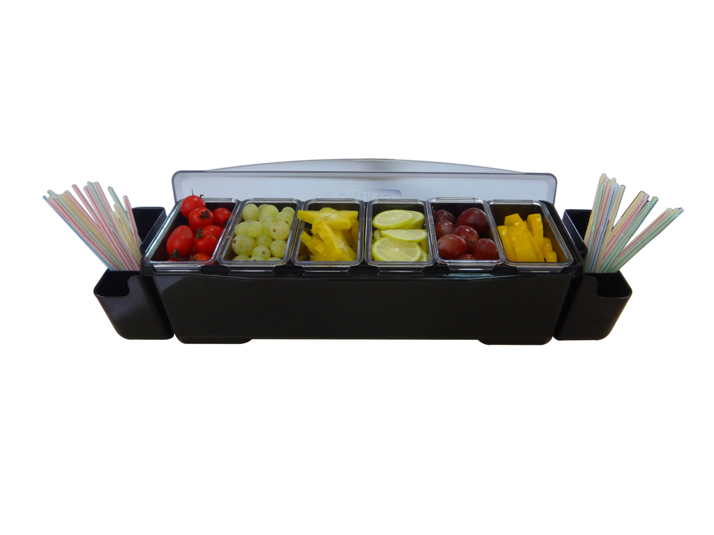 Bar Professional - Ingredientenbak Tools 10-vaks kunststof zwart (58 x 17 cm, 6 stuks)