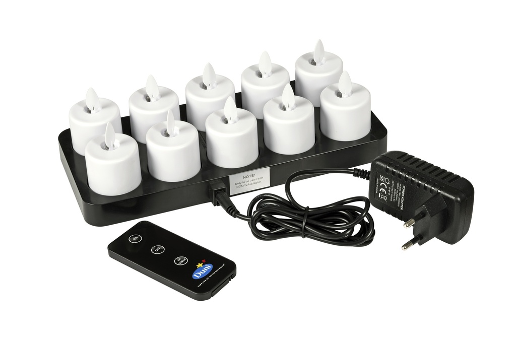 Duni - LED-kaars Moving Flame oplaadbaar warmwit (Ø 3,6 x 3,8 cm, 10 stuks)