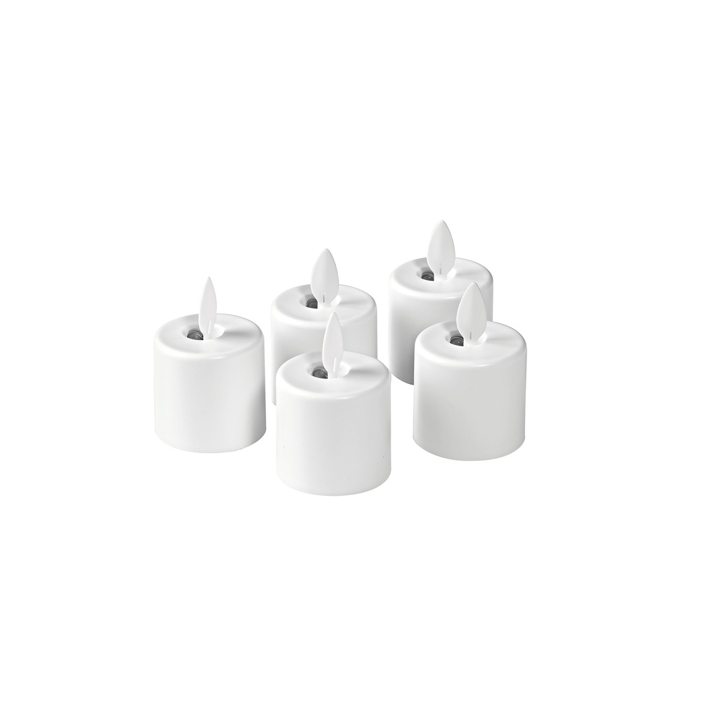 Duni - Reservelampjes LED Moving Flame oplaadbaar warmwit (3,8 x Ø 3,6 cm, 5 stuks)