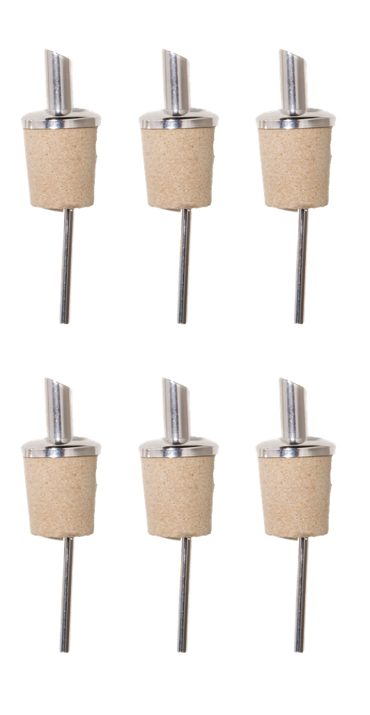 Bar Professional - Schenker natuurkurk kort kunststof-RVS zilver (6 stuks)