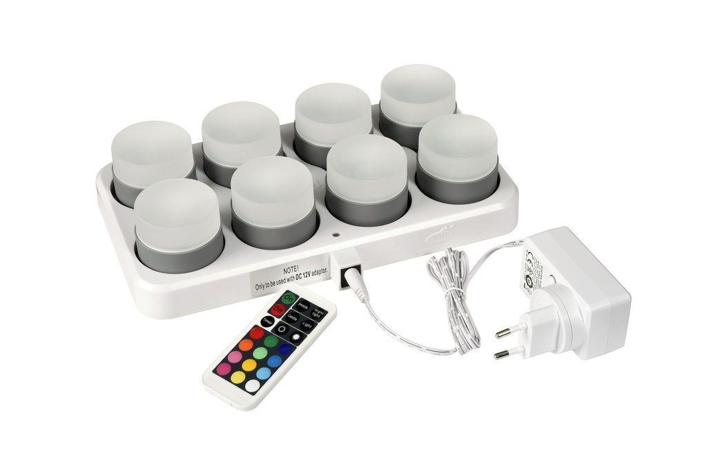 Duni - LED-set Mini oplaadbaar multicolour (4,8 x Ø 5 cm, 8 stuks)