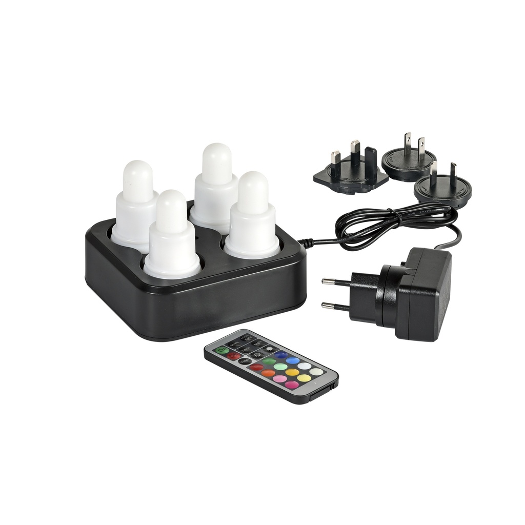 Duni - LED-set Plug Flex oplaadbaar multicolour (7 x Ø 4 cm, 4 stuks)