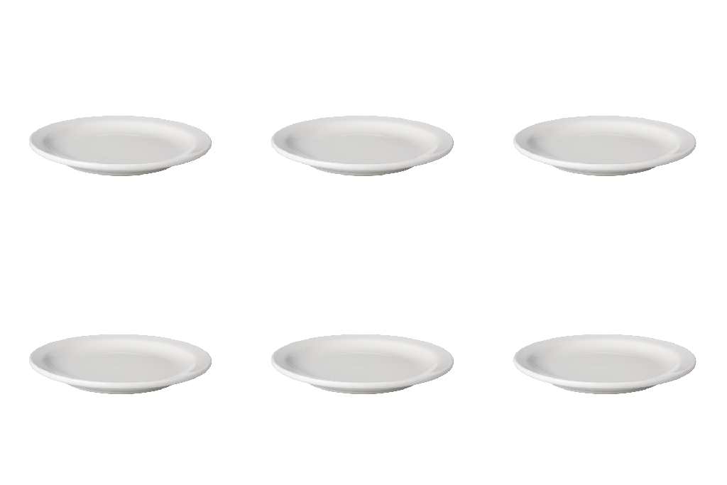 Mammoet - Bord smalle rand Budgetline porselein wit (16 cm, 6 stuks)