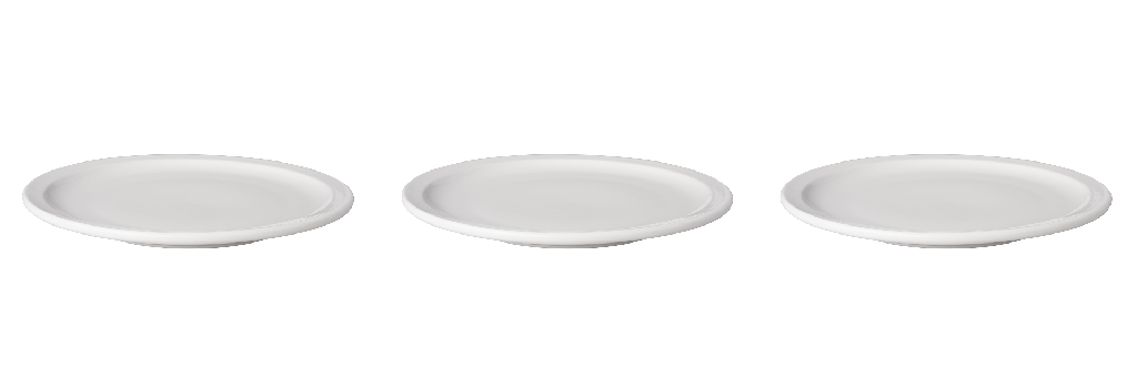 Mammoet - Bord smalle rand Budgetline porselein wit (24 cm, 3 stuks)