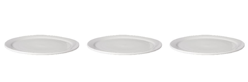 Mammoet - Bord smalle rand Budgetline porselein wit (26 cm, 3 stuks)