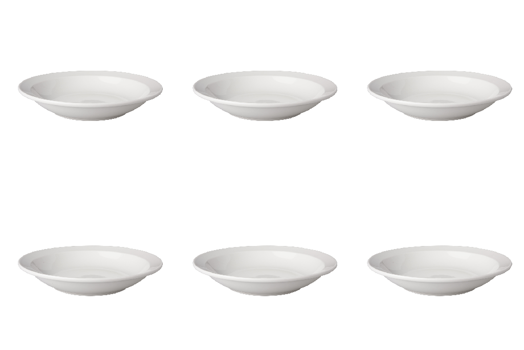 Mammoet - Bord diep smalle rand Budgetline porselein wit (21,5 cm, 6 stuks)