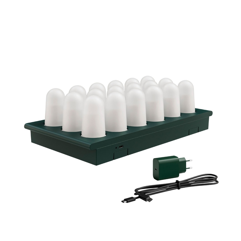 Duni - LED-kaars oplaadbaar DuniGlow set met laadstation (32,3 x 17,2 cm, 18 stuks)