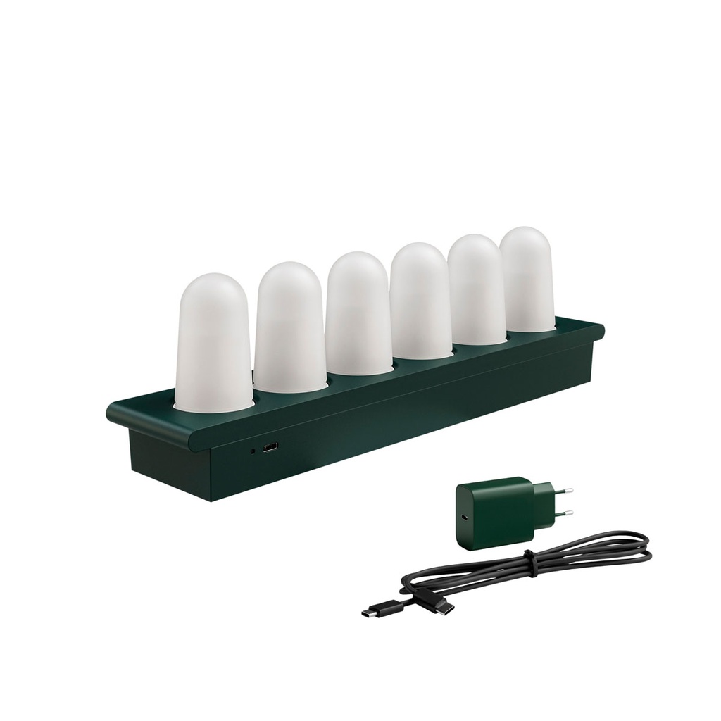 Duni - LED-kaars oplaadbaar DuniGlow set met laadstation (32,3 x 7,9 cm, 6 stuks)