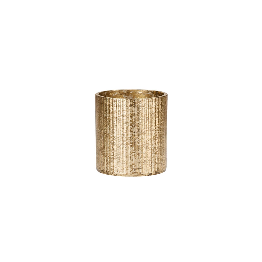 Duni - Lichthouder Ripple glas goud (7,6 x 8,5 cm, 6 stuks)