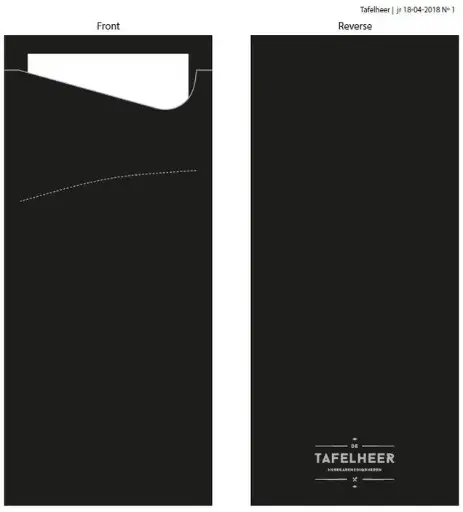 Duni Sacchetto® bestekpochettes zwart met wit servet 500 stuks 
