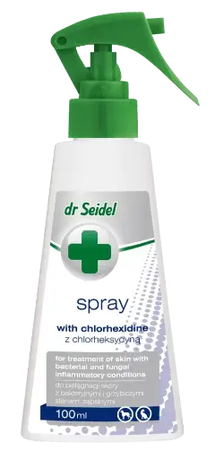 Spray with chlorhexidine for treatment of skin with inflammatory conditions