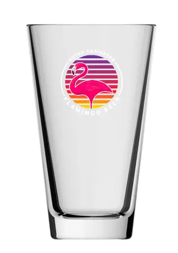 [BQ100508] Bierglas Conic met opdruk Flamingo Beer 33cl 6 stuks