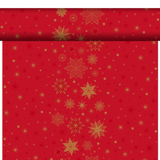 Duni - Tafelloper tête-à-tête Bio Dunicel Stargazing Red (0,4 x 24 m, 4 rollen)