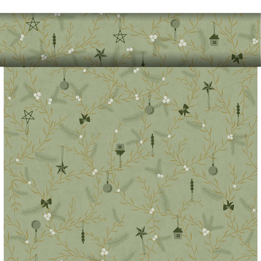 [DTH108908] Duni - Tafelloper tête-à-tête Bio Dunicel Noel Pistachio (0,4 x 24 m, 4 rollen)