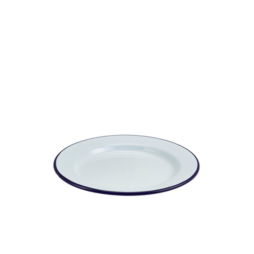 [BQ102870] Enamel Wide Rim Plate White & Blue 20cm (doos 12 stuks)