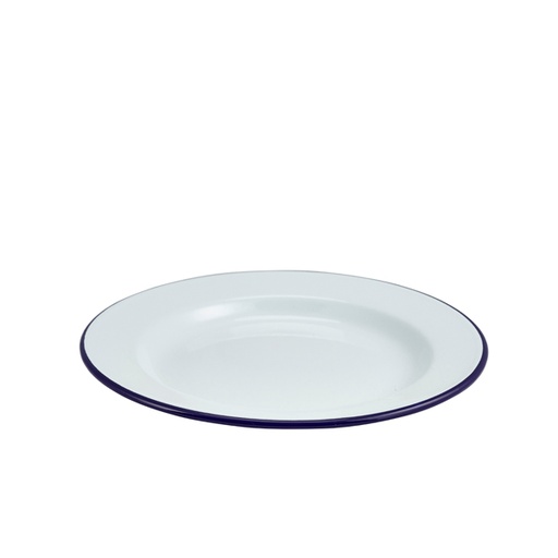 [BQ103119] Enamel Wide Rim Plate White & Blue 26cm (doos 12 stuks)