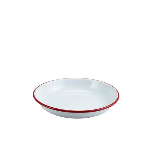 [BQ103139] Enamel Rice/ Pasta Plate White with Red Rim 20cm (doos 12 stuks)