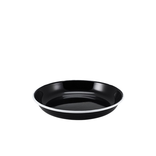 [BQ103144] Enamel Rice/ Pasta Plate Black with White Rim 20cm (doos 12 stuks)