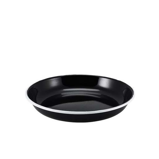 [BQ103145] Enamel Rice/ Pasta Plate Black with White Rim 24cm (doos 12 stuks)