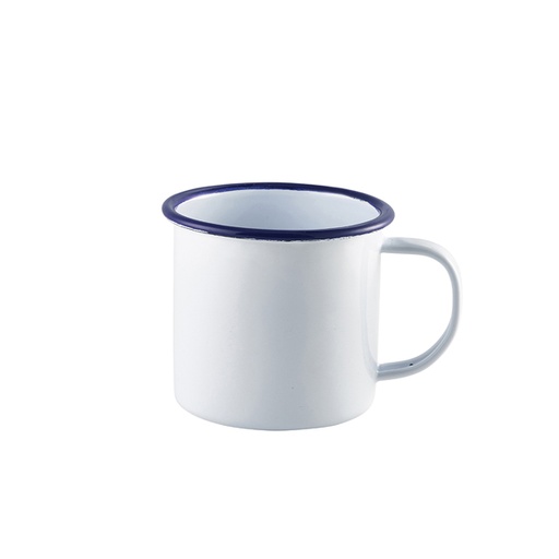 [BQ103164] Enamel Mug White with Blue Rim 36cl/ 12.5oz (doos 12 stuks)
