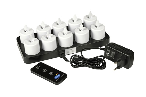 [BQ112911] Duni - LED-kaars Moving Flame oplaadbaar warmwit (Ø 3,6 x 3,8 cm, 10 stuks)