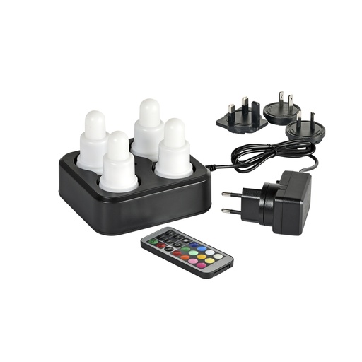 [BQ115880] Duni - LED-set Plug Flex oplaadbaar multicolour (7 x Ø 4 cm, 4 stuks)