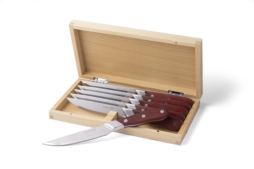 [BQ121827] Sola - Steakmessenset Steakhouse hout (6 stuks)