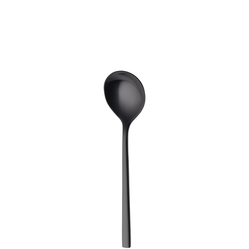 [BQ121994] Sola - Bouillonlepel Montreux 18/10 zwart satijn PVD (17,8 cm, 12 stuks)