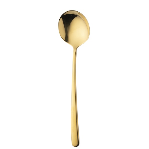 [BQ122172] Sola - Bouillonlepel Ibiza 18/0 goud PVD (17,8 cm, 12 stuks)