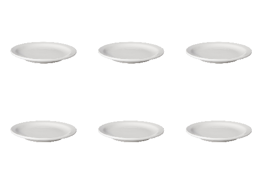 [BQ100026] Mammoet - Bord smalle rand Budgetline porselein wit (16 cm, 6 stuks)